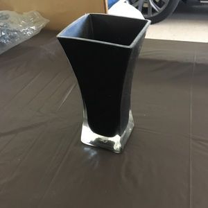 Short and small black vase 8” tall